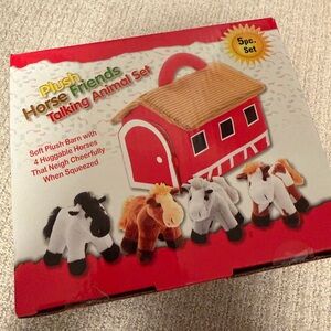 Horse Friends Talking Animal Set - Red Barn with Plush Horses